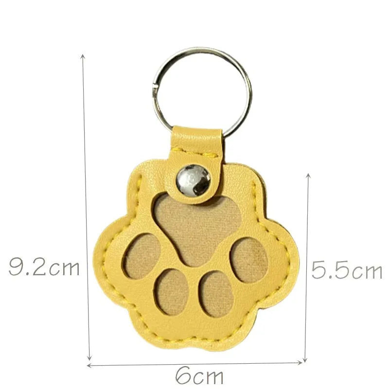 Leather Paw Print Fur Keepsake Keychain