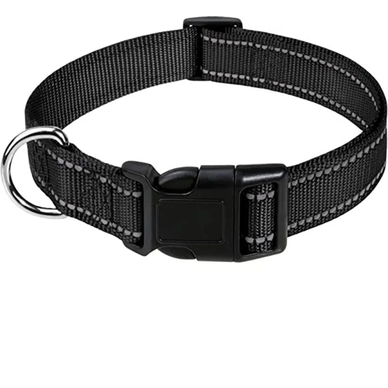 Nylon Dog Collar with Reflective Stitching — 11 Colors, XS–XL