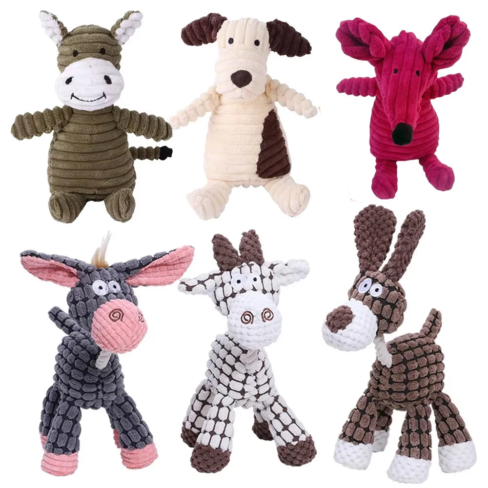 Corduroy Squeaky Plush Animal Dog Toy