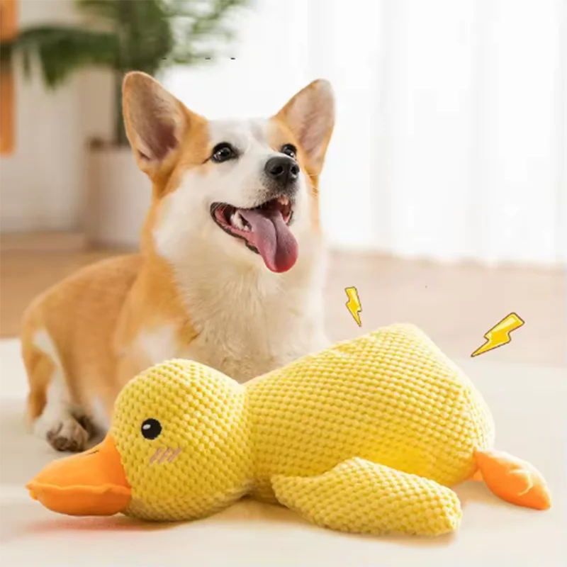 Yellow Duck Plush Squeaky Dog Toy