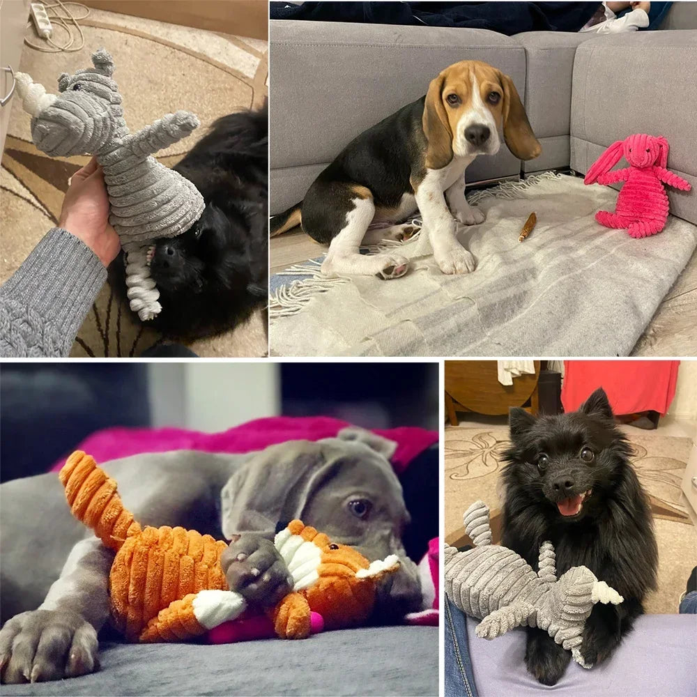 Corduroy Squeaky Plush Animal Dog Toy