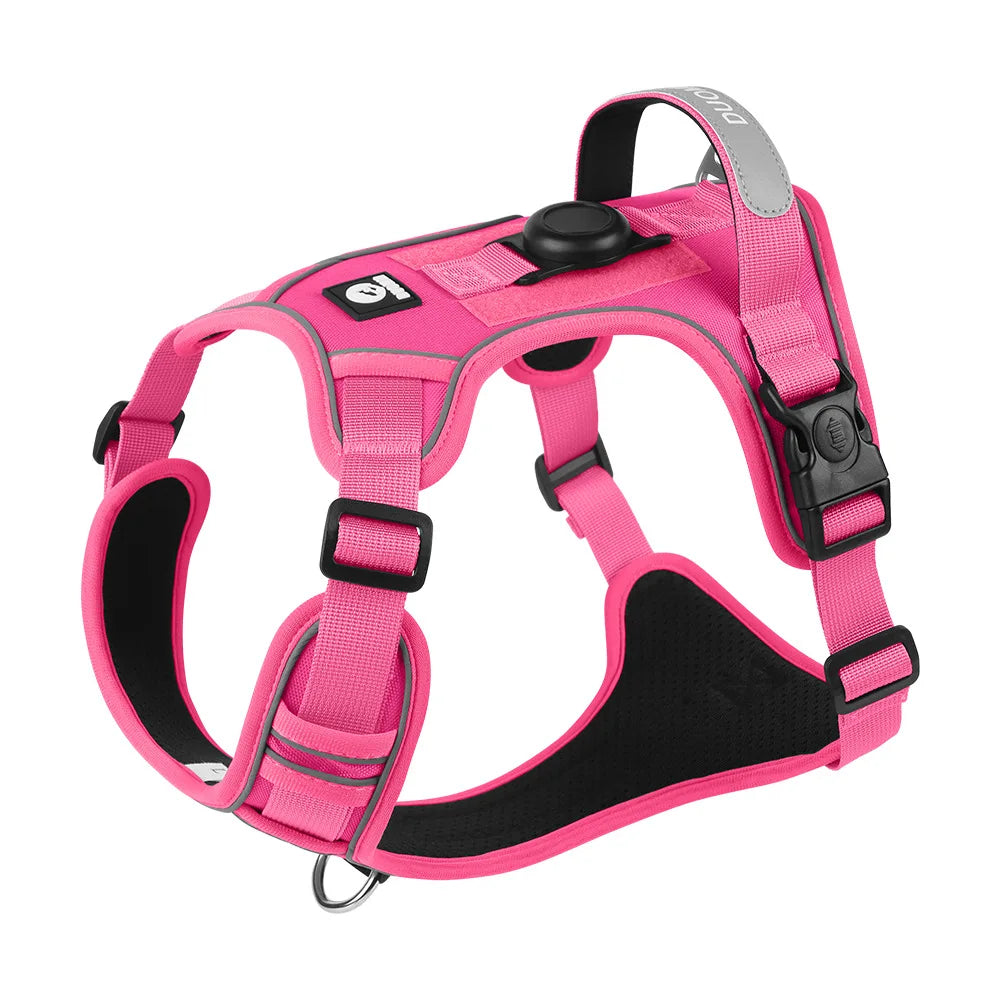 Heavy-Duty Adjustable Dog Harness with Reflective Trim & Front Handle — S to XL