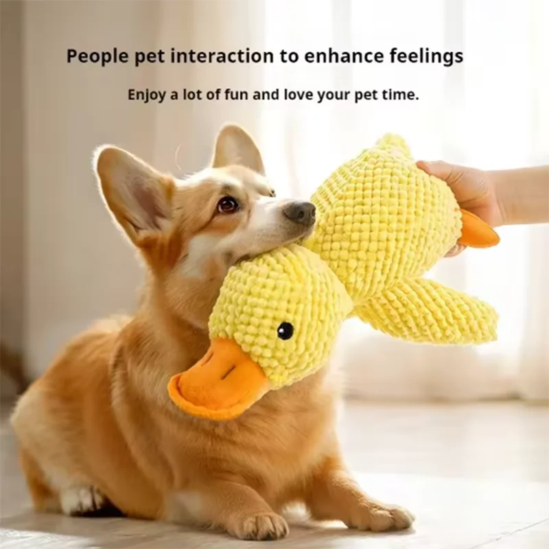 Yellow Duck Plush Squeaky Dog Toy