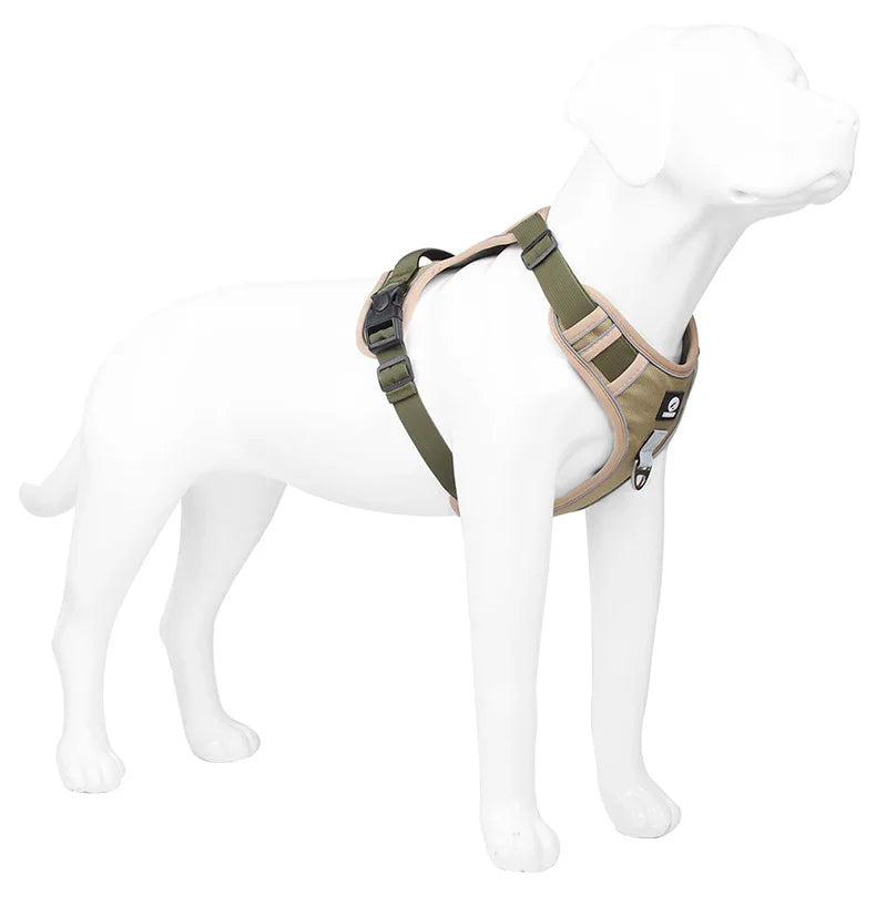 Heavy-Duty Adjustable Dog Harness with Reflective Trim & Front Handle — S to XL