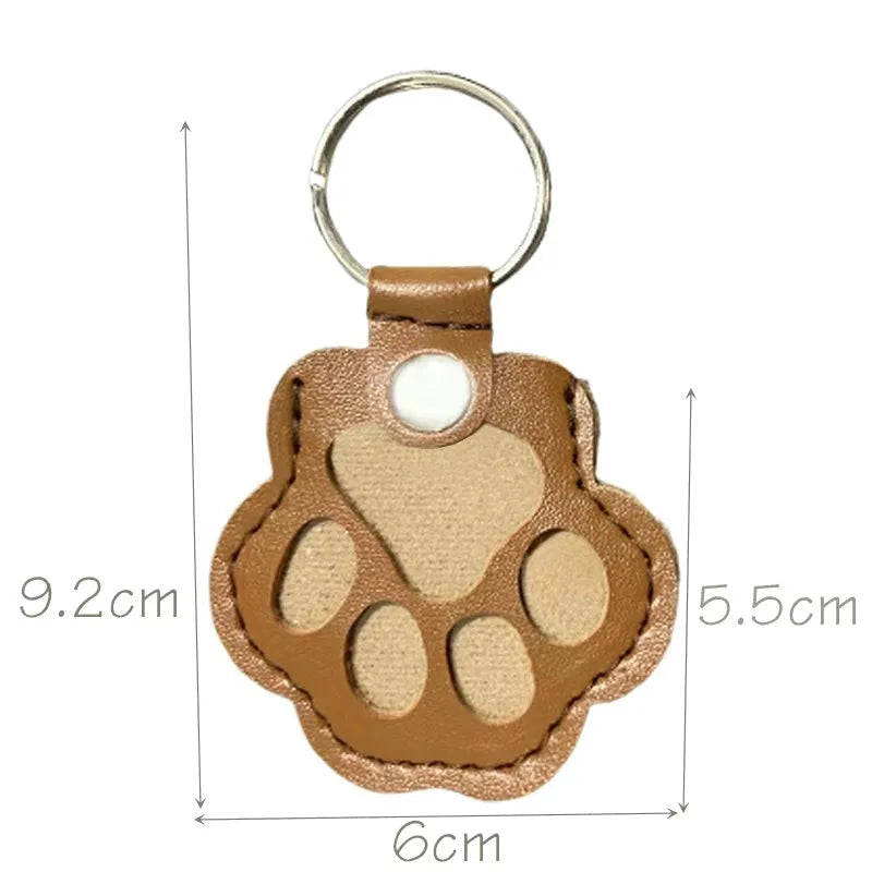 Leather Paw Print Fur Keepsake Keychain