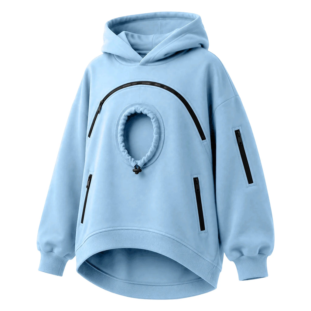 Women's Pet Pouch Hoodie with Zip-Front Pocket