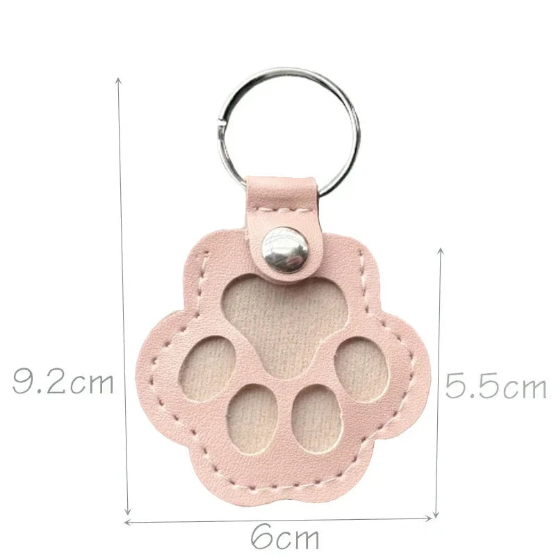 Leather Paw Print Fur Keepsake Keychain
