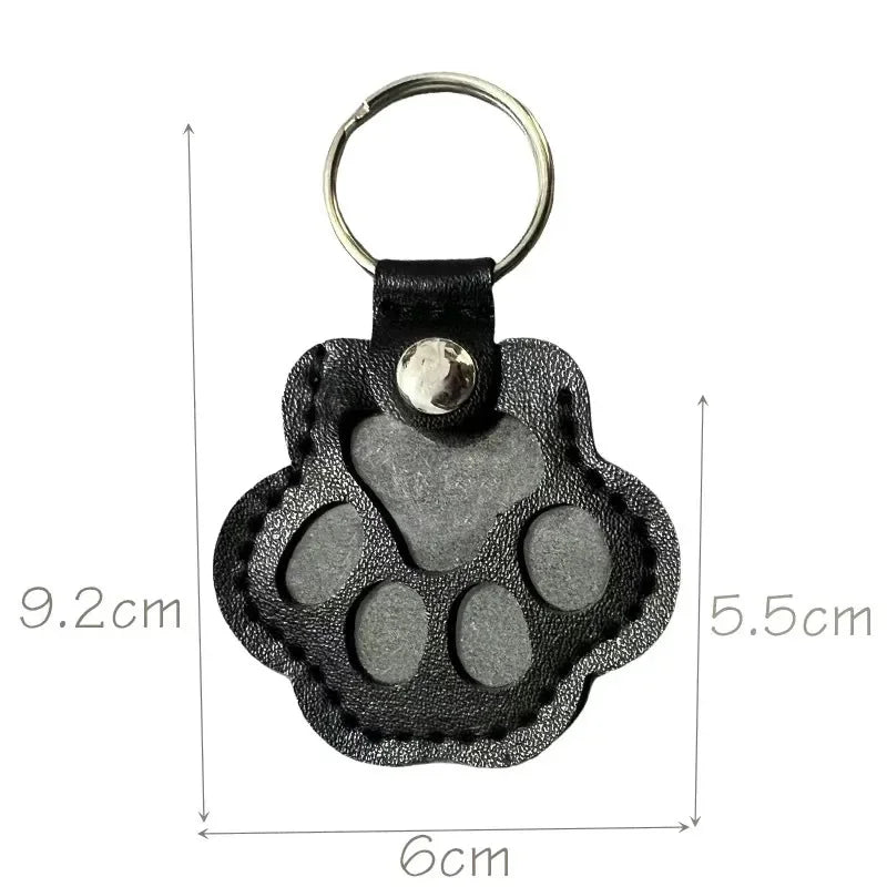 Leather Paw Print Fur Keepsake Keychain