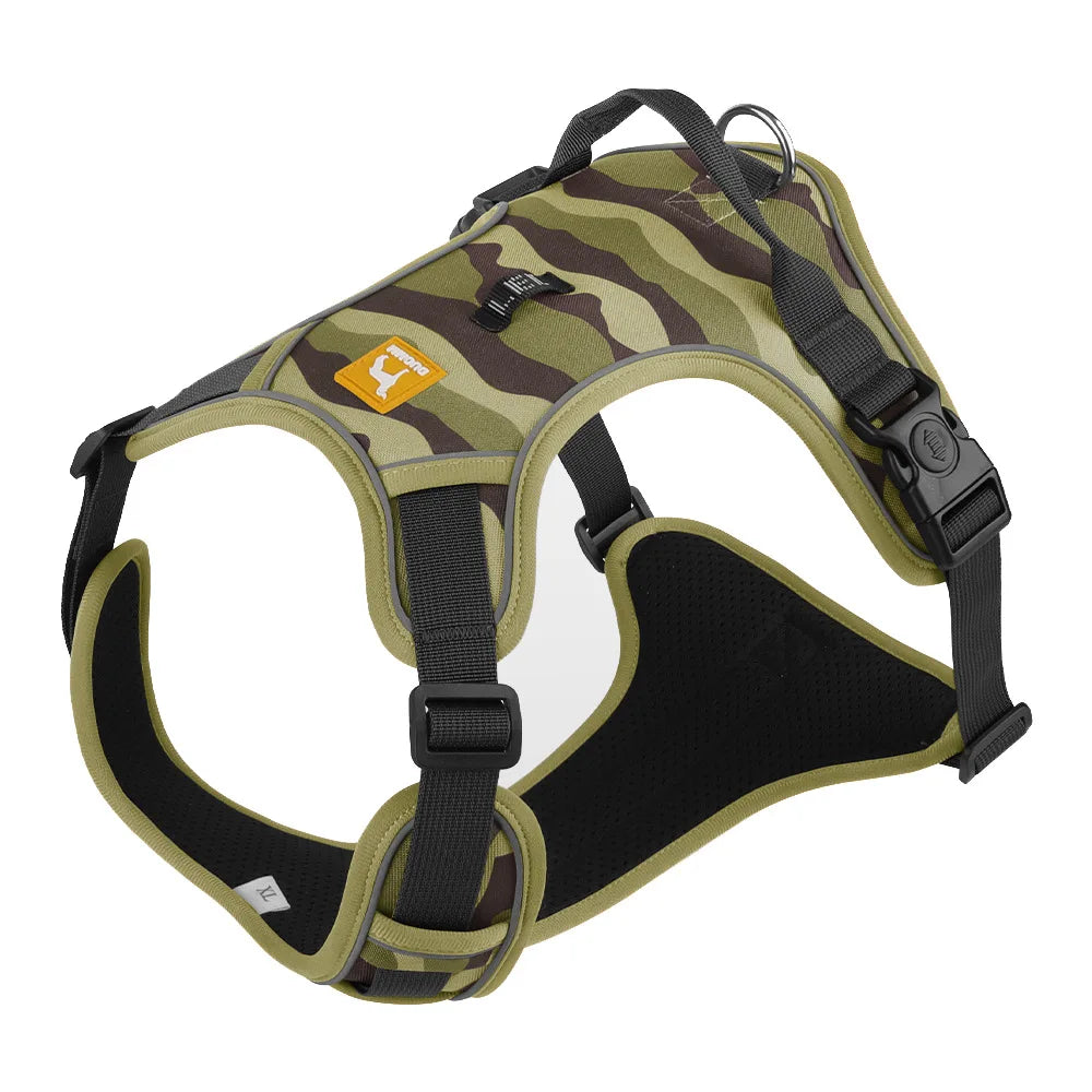 Heavy-Duty Adjustable Dog Harness with Reflective Trim & Front Handle — S to XL