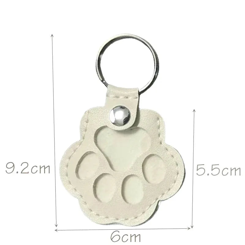 Leather Paw Print Fur Keepsake Keychain