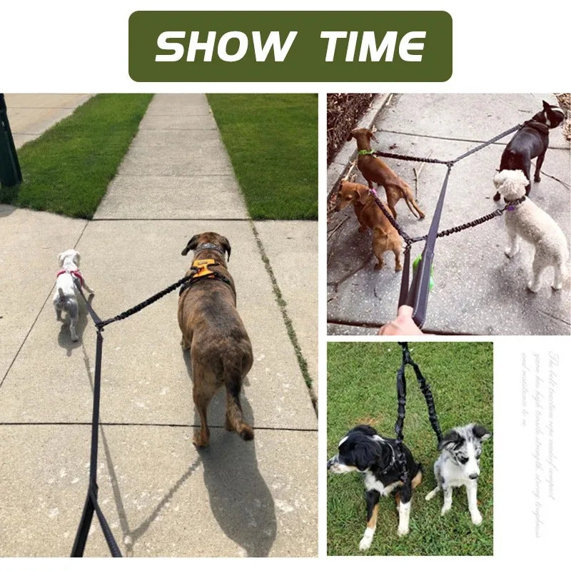 Pet Dog Double Leashes Dog Leash Rope Elastic Extended Pet Leash Belt Outdoor Training for Two Double Small Medium Dogs Lead