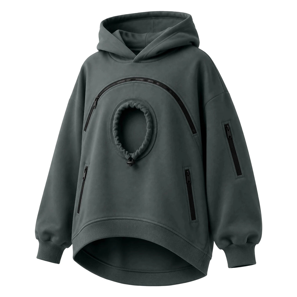 Women's Pet Pouch Hoodie with Zip-Front Pocket