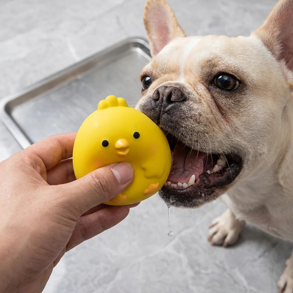 Chubby Yellow Chick Latex Squeaky Chew Toy