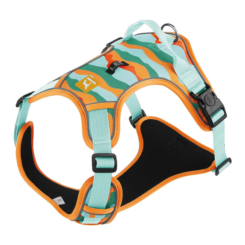 Heavy-Duty Adjustable Dog Harness with Reflective Trim & Front Handle — S to XL