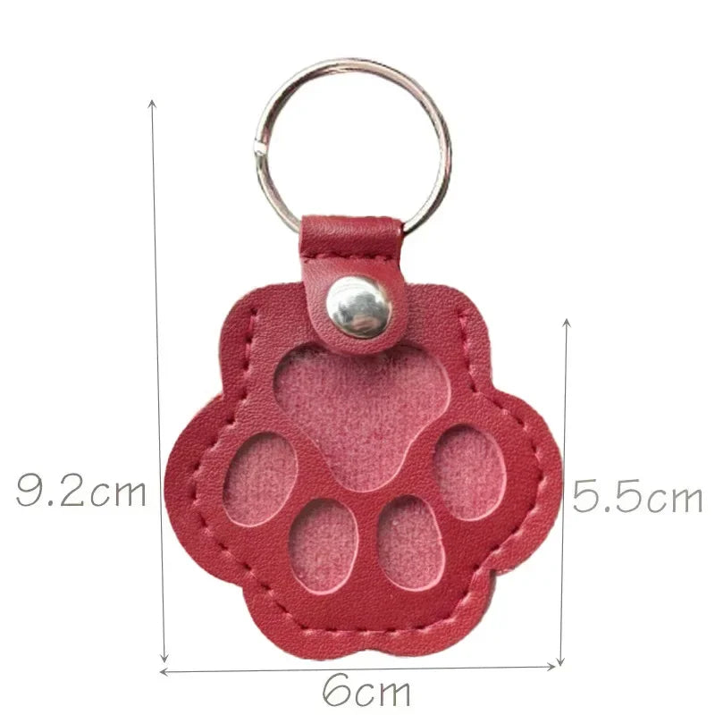 Leather Paw Print Fur Keepsake Keychain