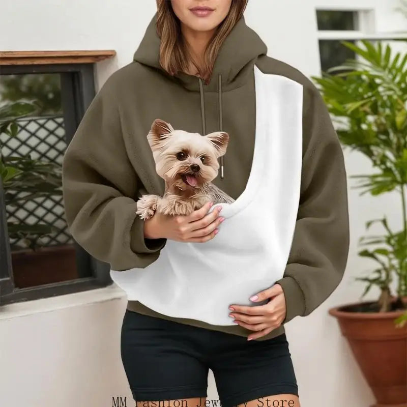 Women's Color Block Pet Sling Hoodie