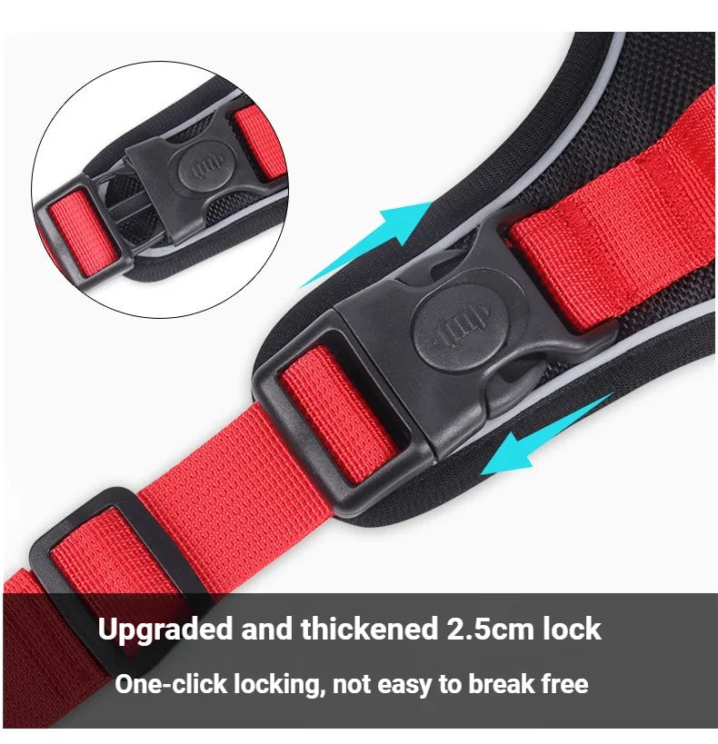 Heavy-Duty Adjustable Dog Harness with Reflective Trim & Front Handle — S to XL