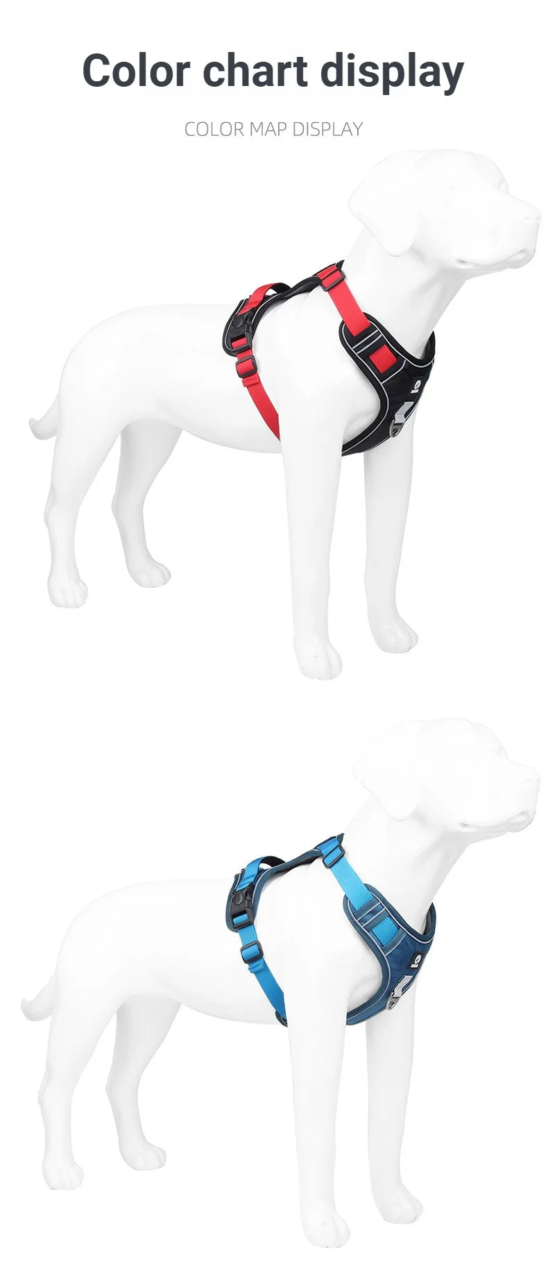 Heavy-Duty Adjustable Dog Harness with Reflective Trim & Front Handle — S to XL