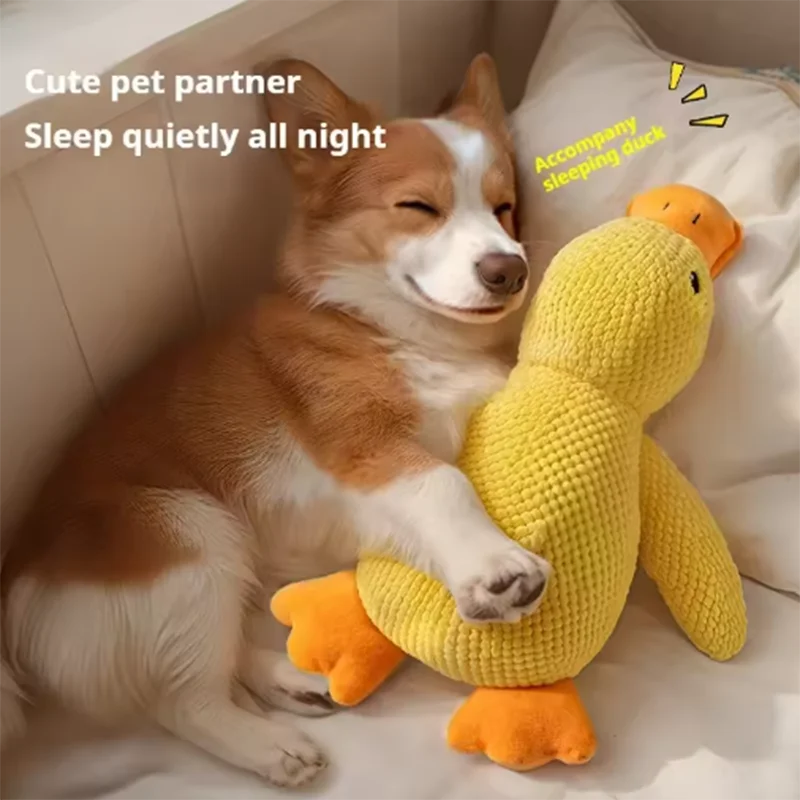 Yellow Duck Plush Squeaky Dog Toy