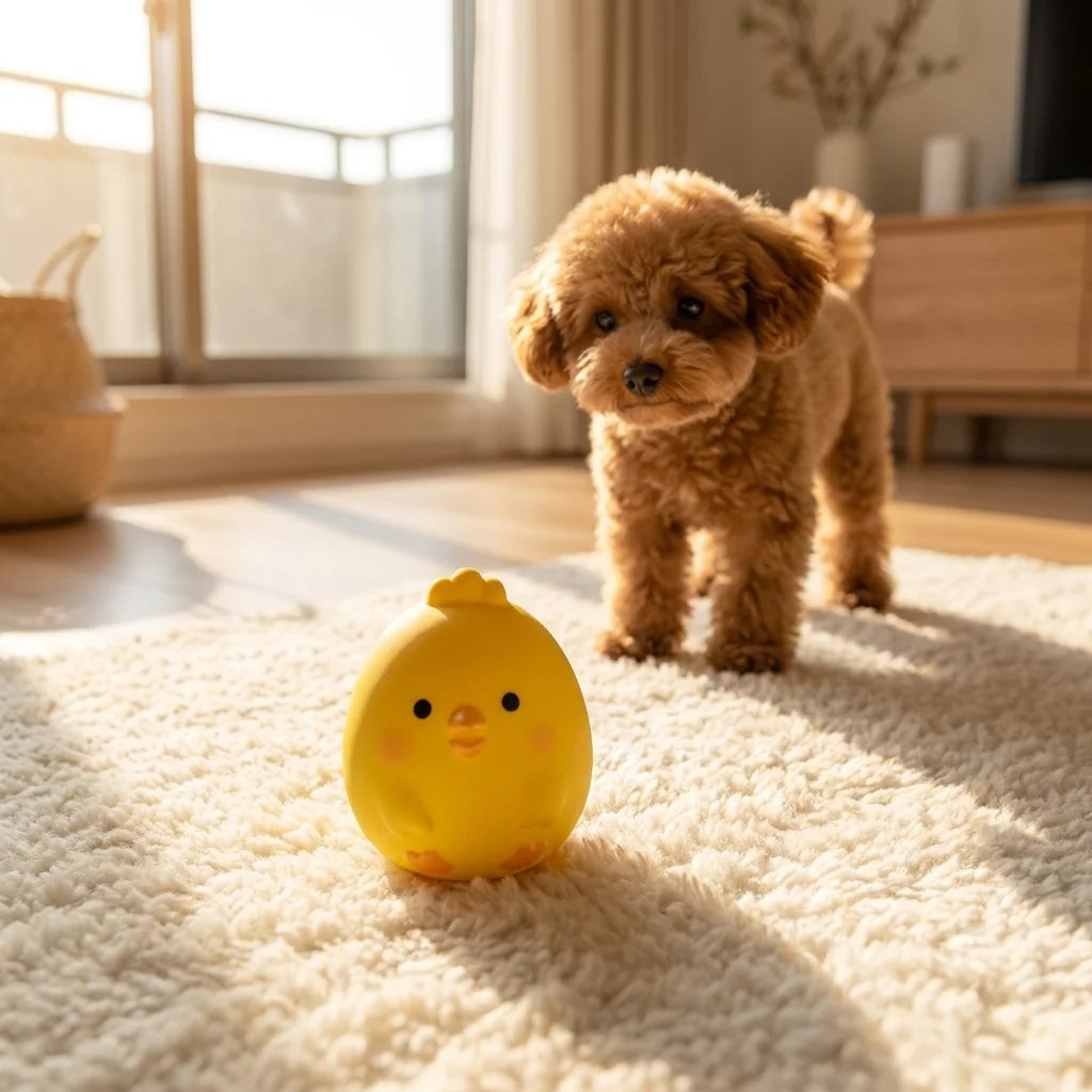 Chubby Yellow Chick Latex Squeaky Chew Toy