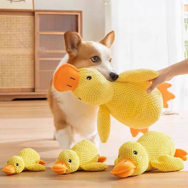 Yellow Duck Plush Squeaky Dog Toy