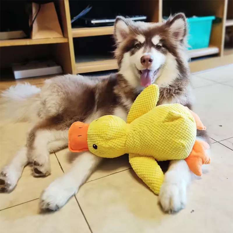 Yellow Duck Plush Squeaky Dog Toy