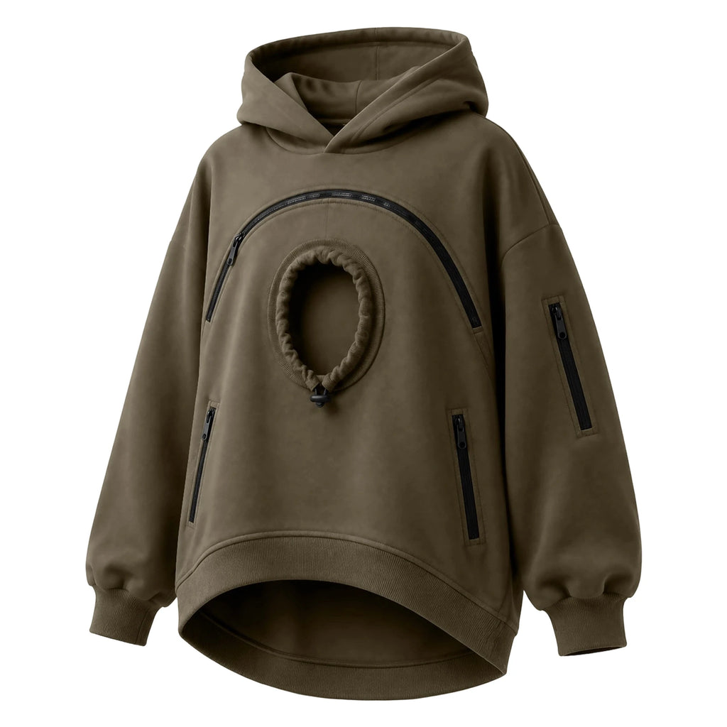 Women's Pet Pouch Hoodie with Zip-Front Pocket