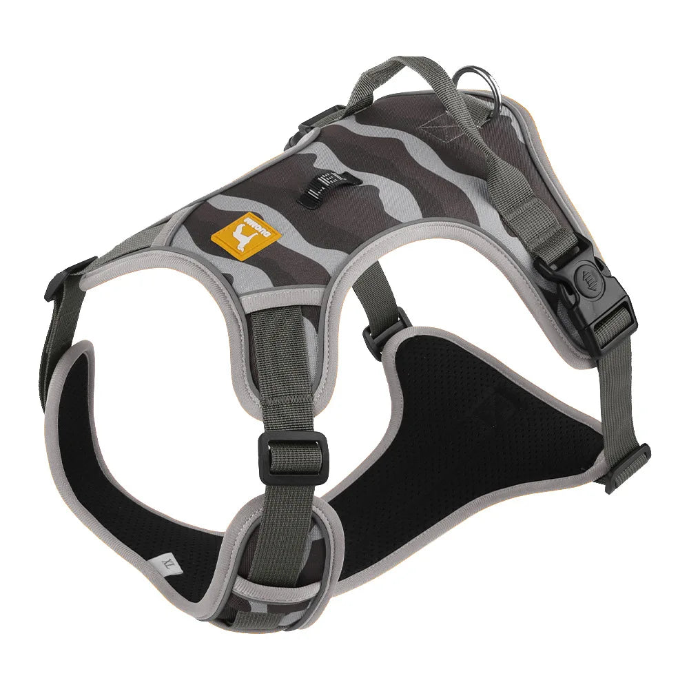 Heavy-Duty Adjustable Dog Harness with Reflective Trim & Front Handle — S to XL