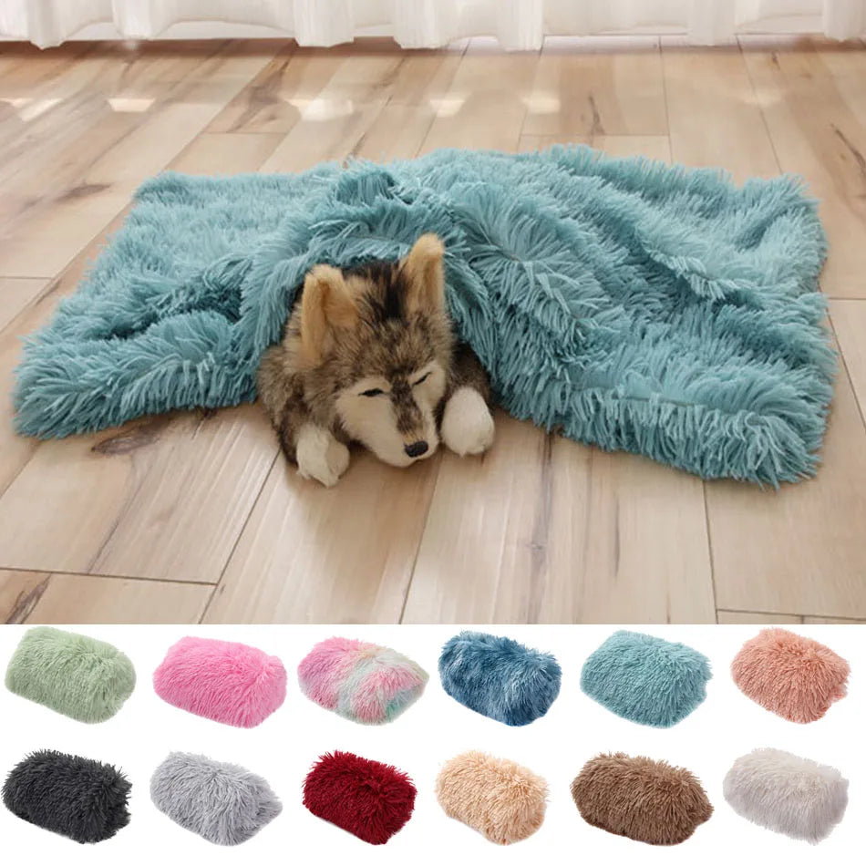 Fluffy Plush Pet Blanket & Bed Mat