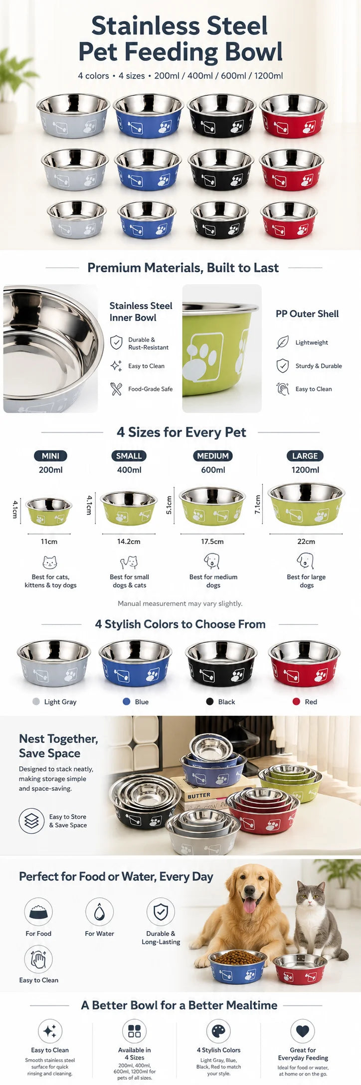 Stainless Steel Pet Feeding Bowl