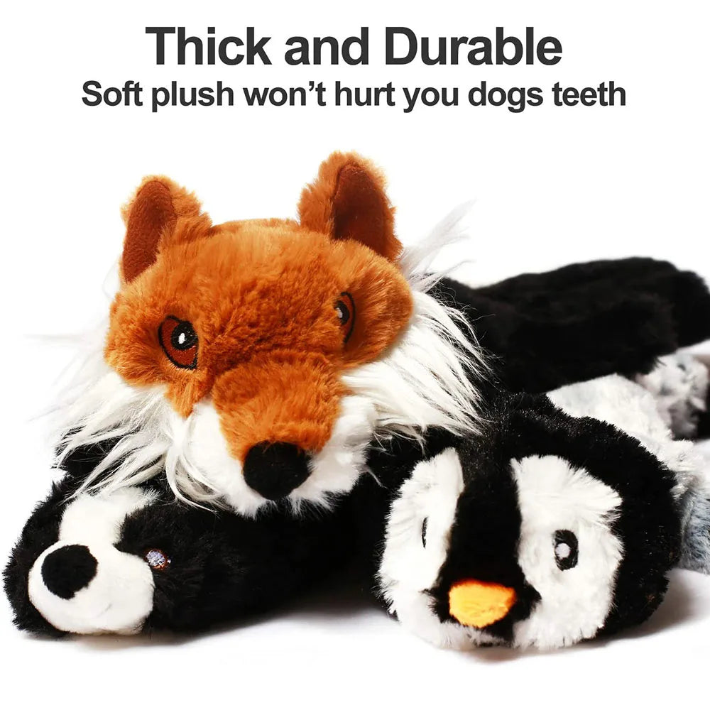 Flat No-Stuffing Squeaky Animal Dog Toy