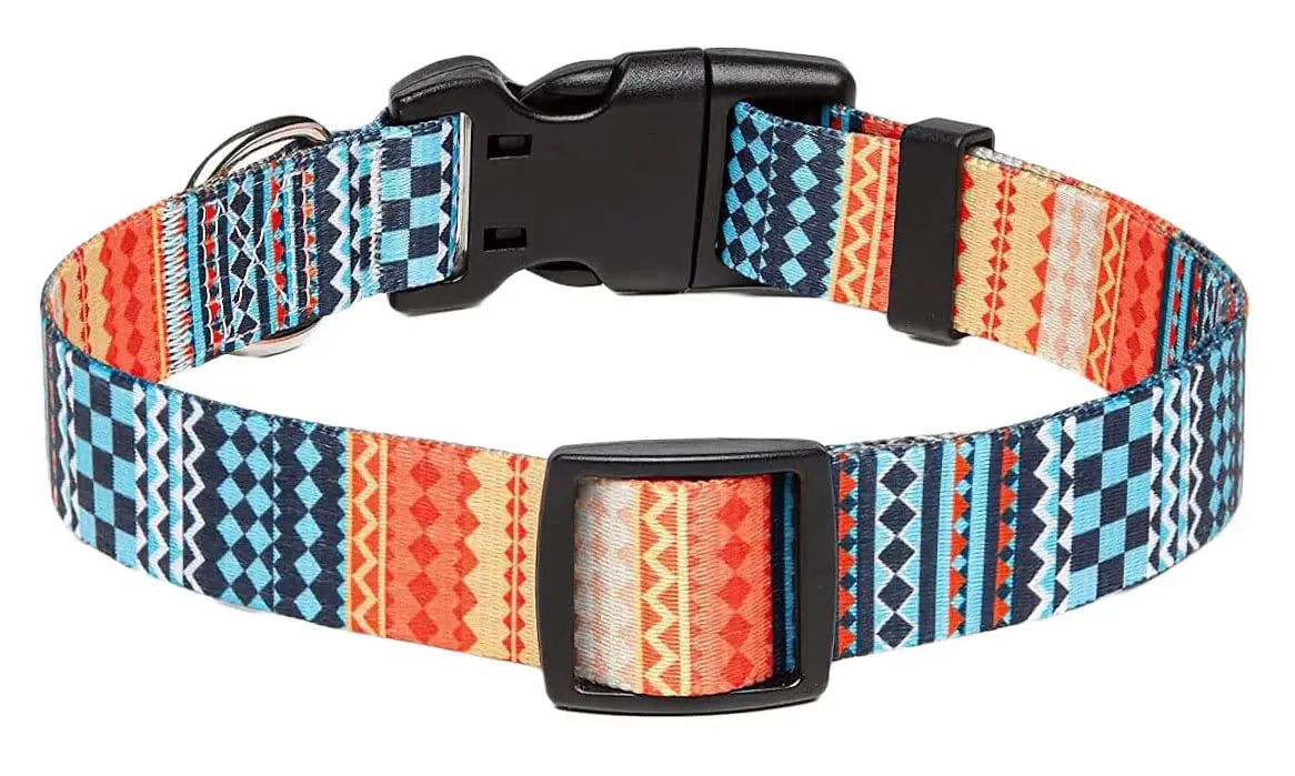 Boho Tribal & Floral Print Dog Collar
