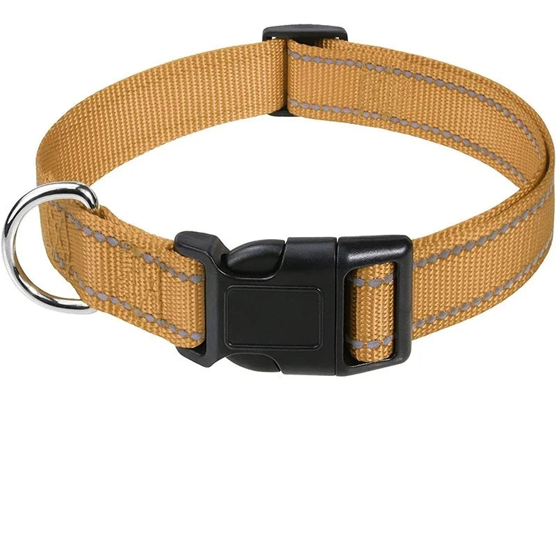Nylon Dog Collar with Reflective Stitching — 11 Colors, XS–XL