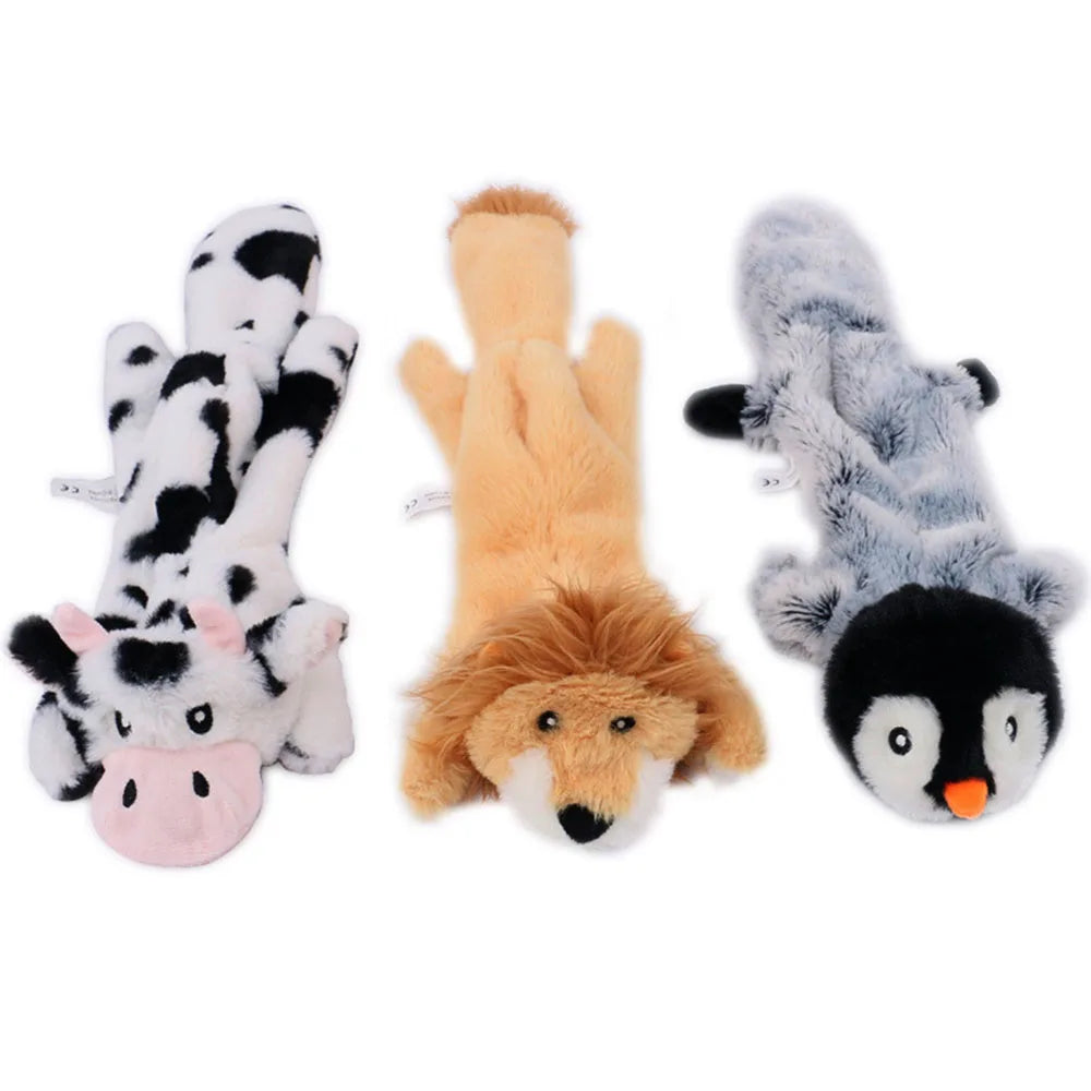 Flat No-Stuffing Squeaky Animal Dog Toy