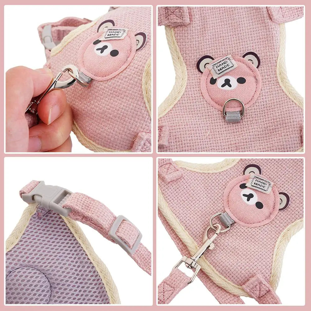 Teddy Bear Vest Harness & Leash Set for Small Dogs, Cats & Bunnies