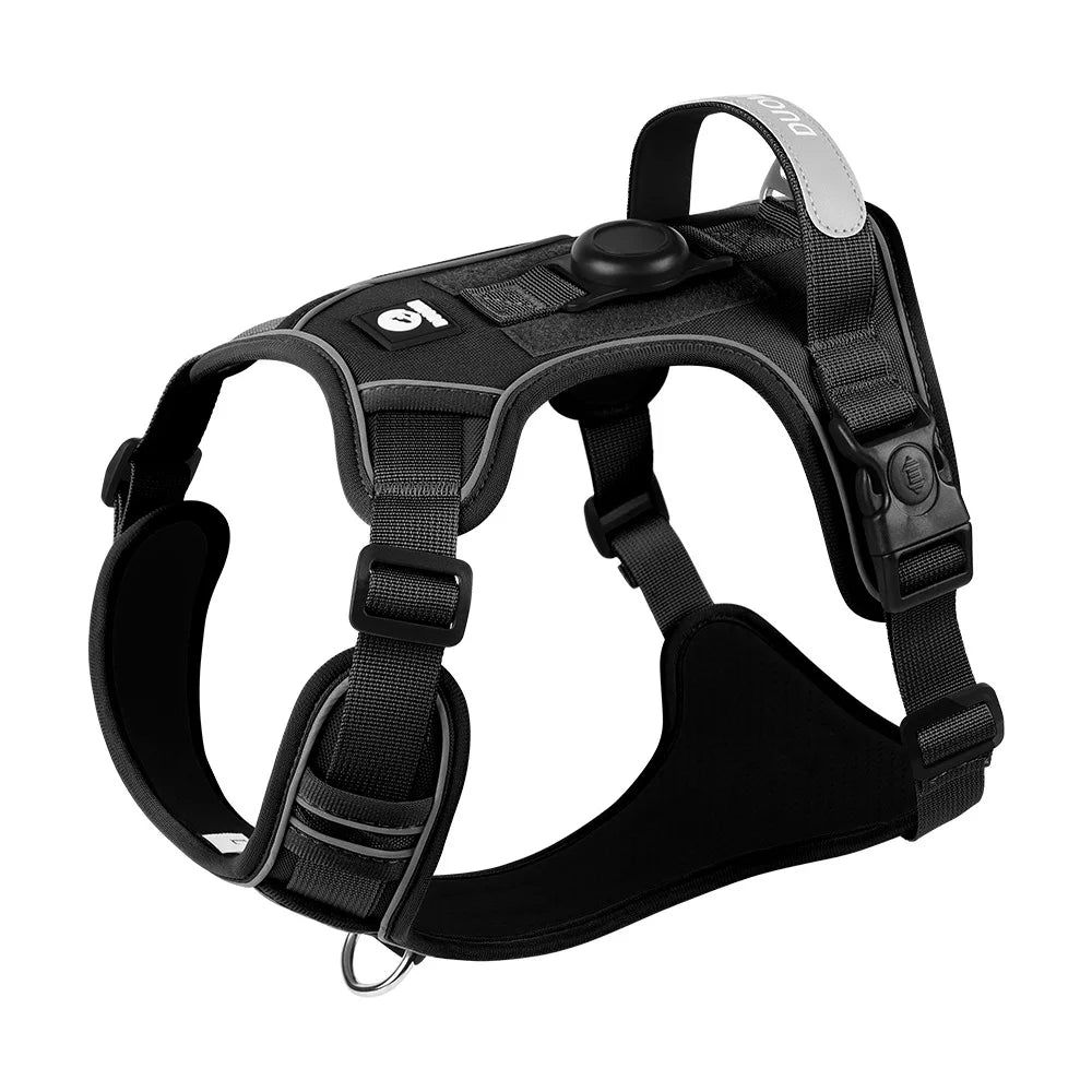 Heavy-Duty Adjustable Dog Harness with Reflective Trim & Front Handle — S to XL