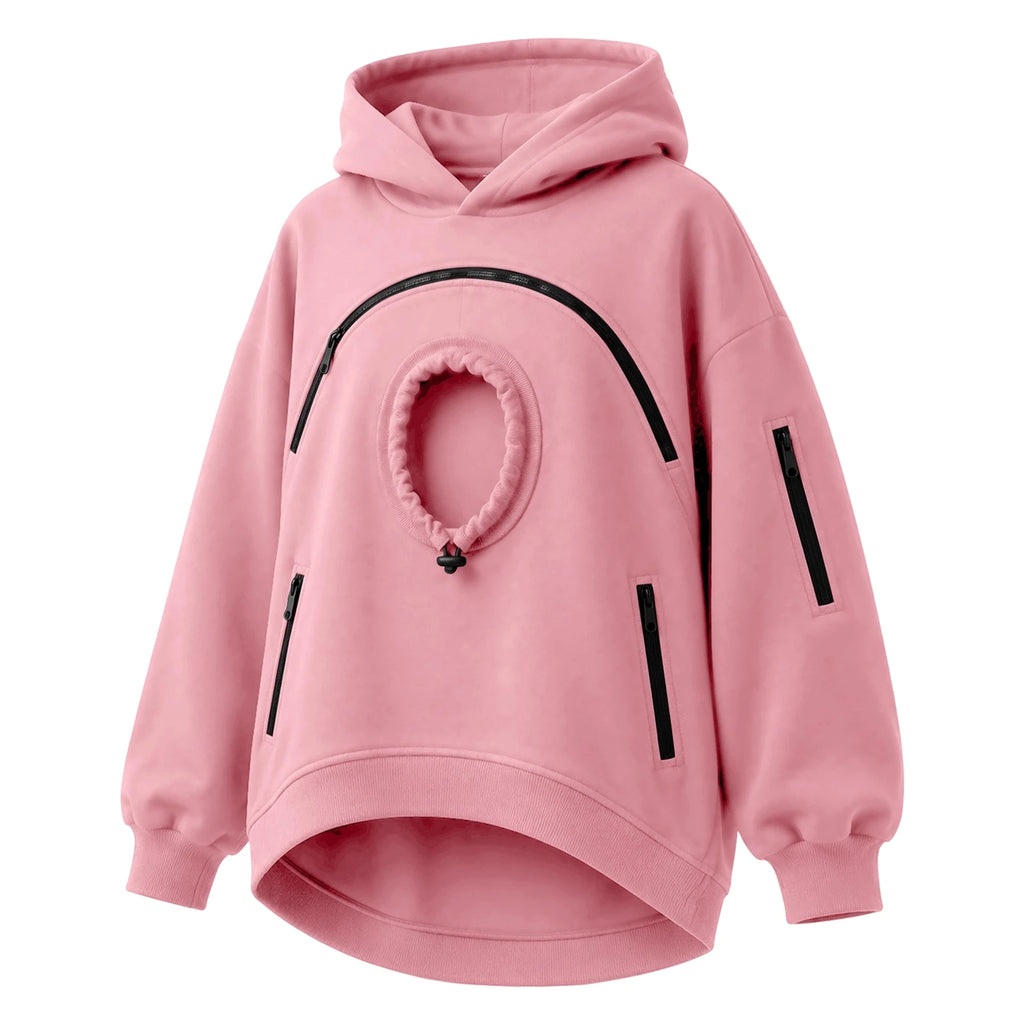 Women's Pet Pouch Hoodie with Zip-Front Pocket