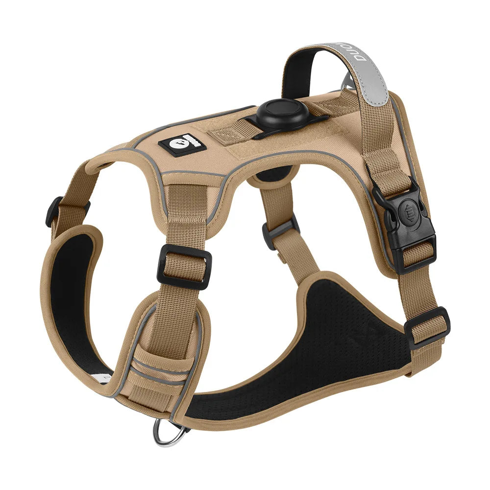 Heavy-Duty Adjustable Dog Harness with Reflective Trim & Front Handle — S to XL