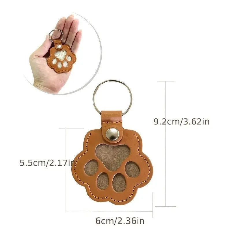 Leather Paw Print Fur Keepsake Keychain