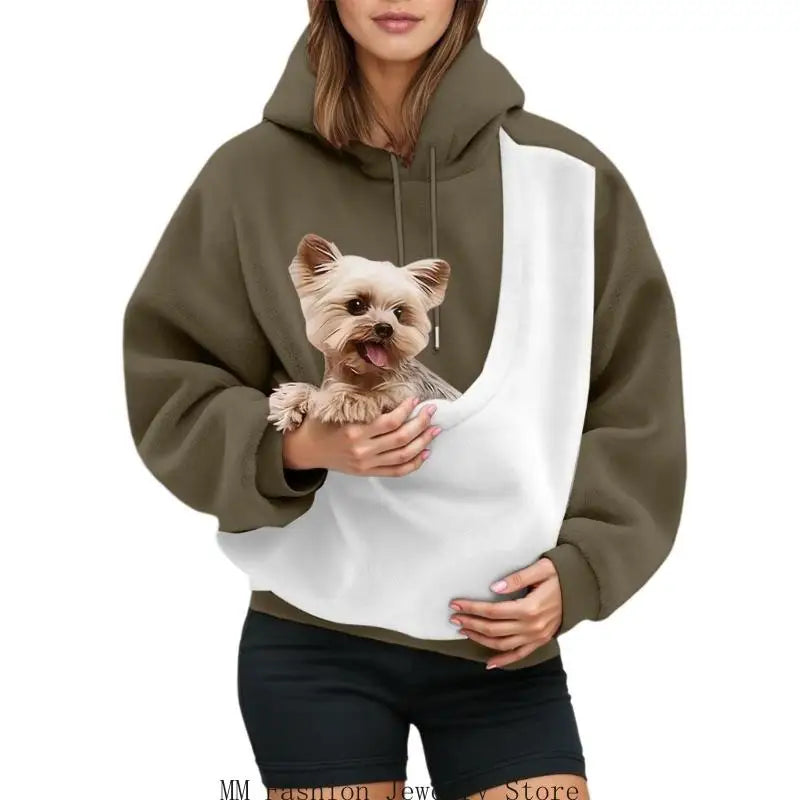 Women's Color Block Pet Sling Hoodie