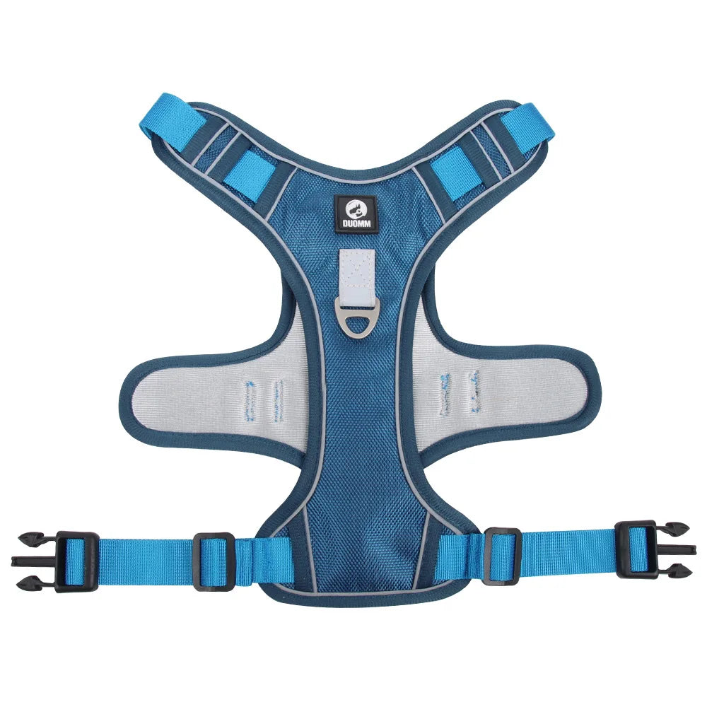Heavy-Duty Adjustable Dog Harness with Reflective Trim & Front Handle — S to XL