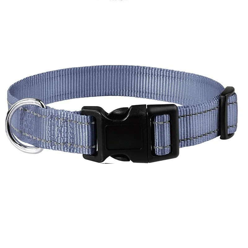 Nylon Dog Collar with Reflective Stitching — 11 Colors, XS–XL
