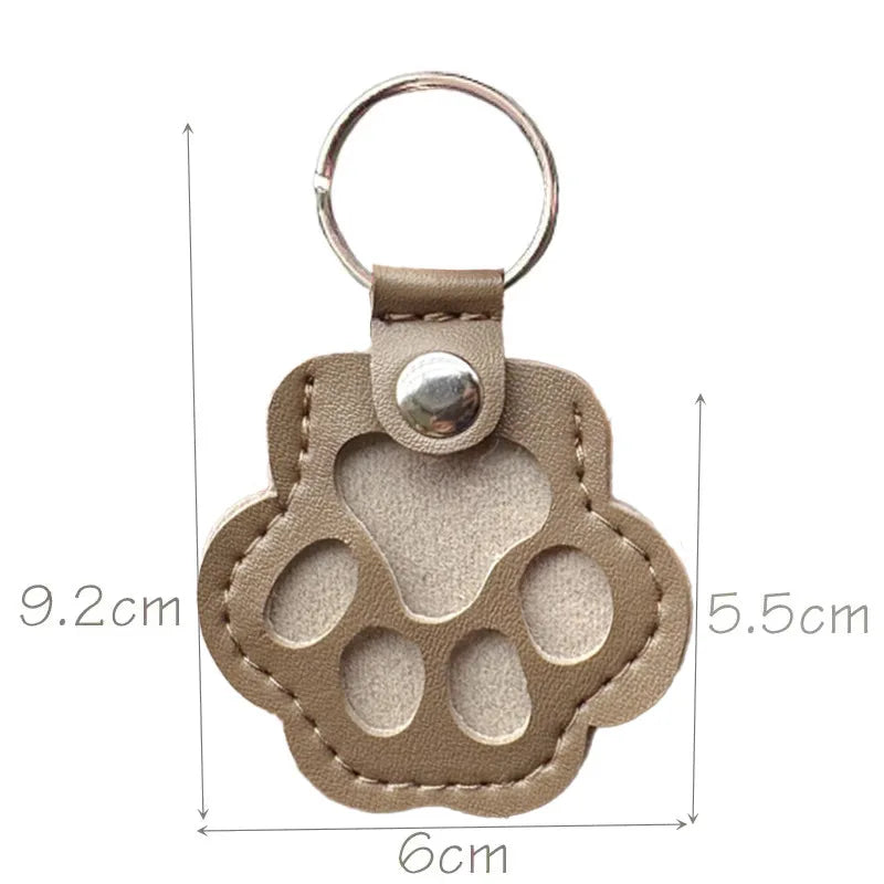 Leather Paw Print Fur Keepsake Keychain