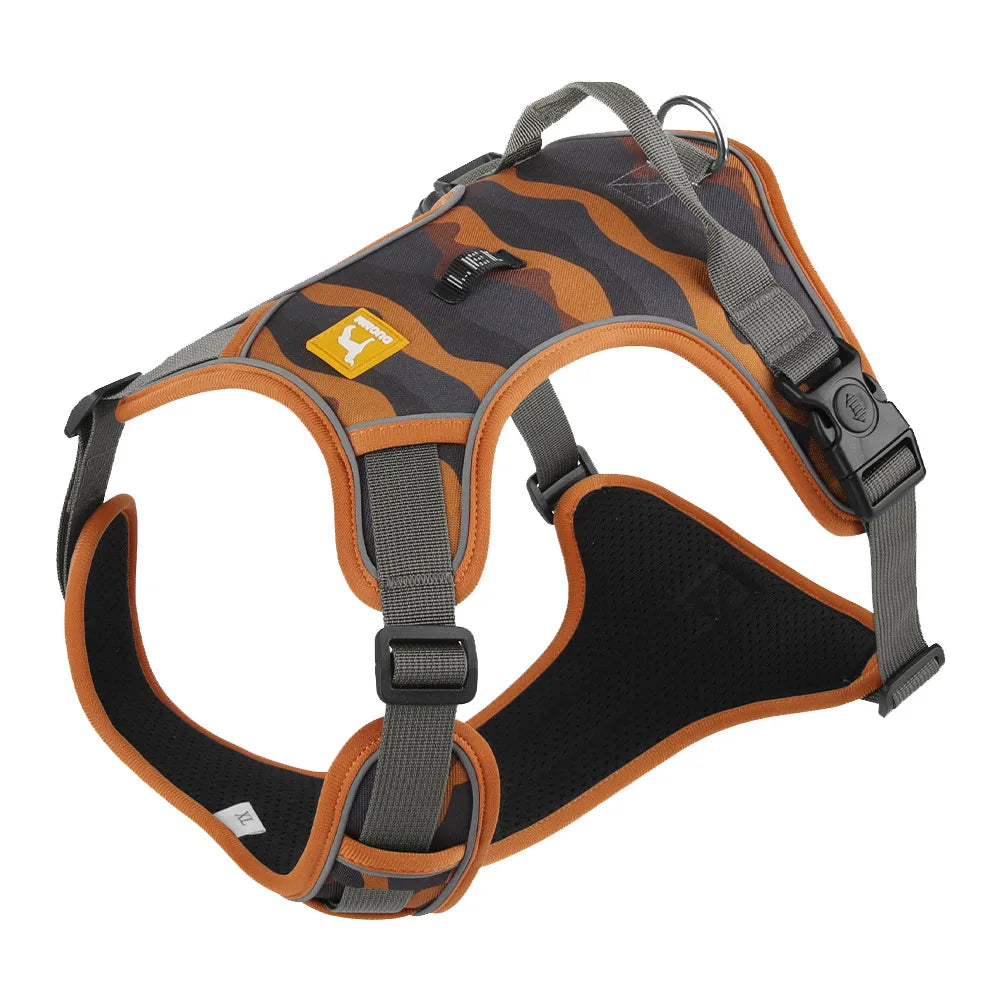 Heavy-Duty Adjustable Dog Harness with Reflective Trim & Front Handle — S to XL