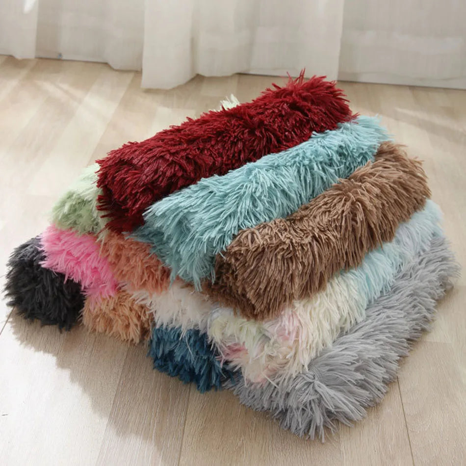 Fluffy Plush Pet Blanket & Bed Mat