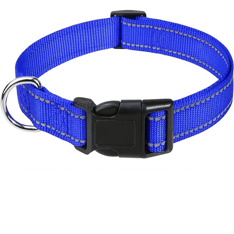 Nylon Dog Collar with Reflective Stitching — 11 Colors, XS–XL