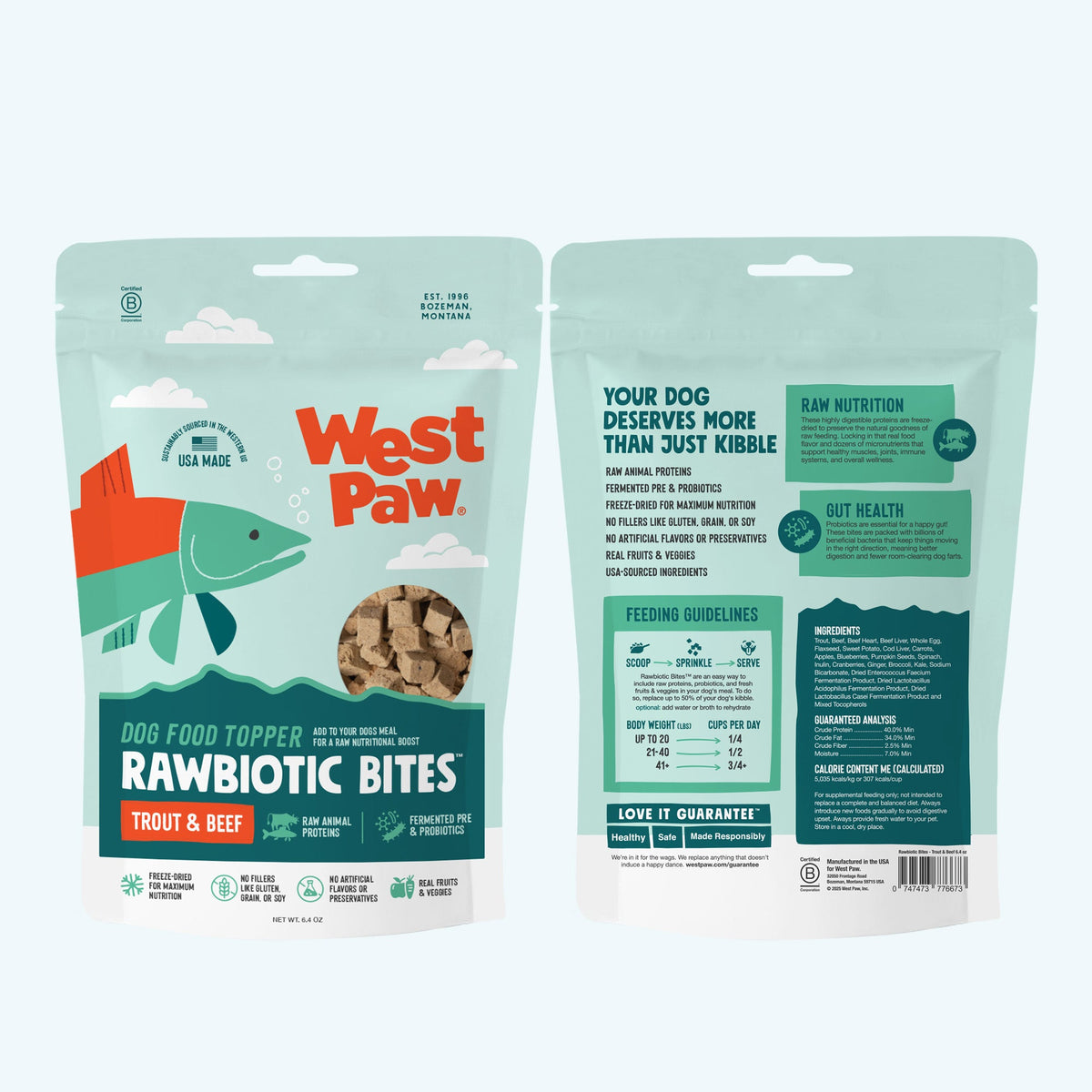 Rawbiotic Bites™ Trout & Beef — Freeze-Dried Raw Dog Food Topper