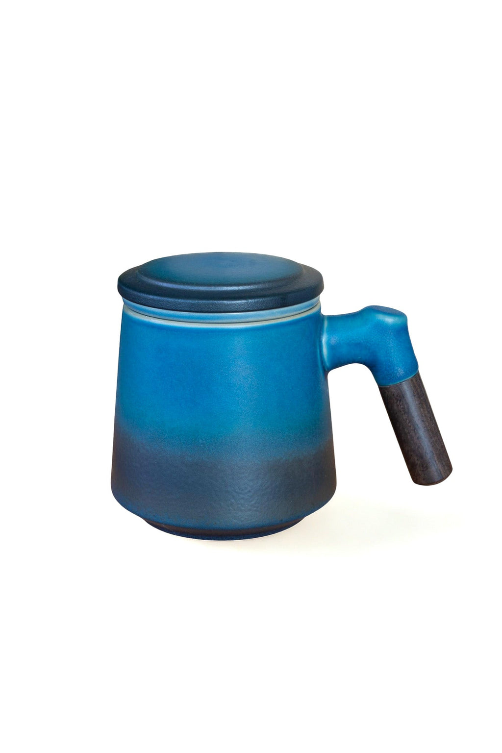 Blue Gradient Ceramic Tea Mug with Built-In Steeper