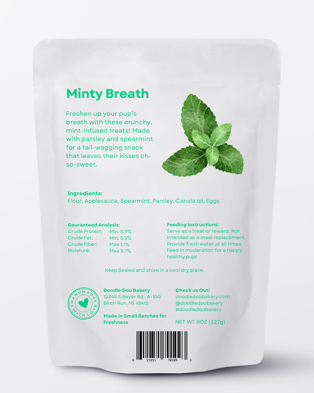 Minty Breath Blend Dog Biscuits 1/2 lb.