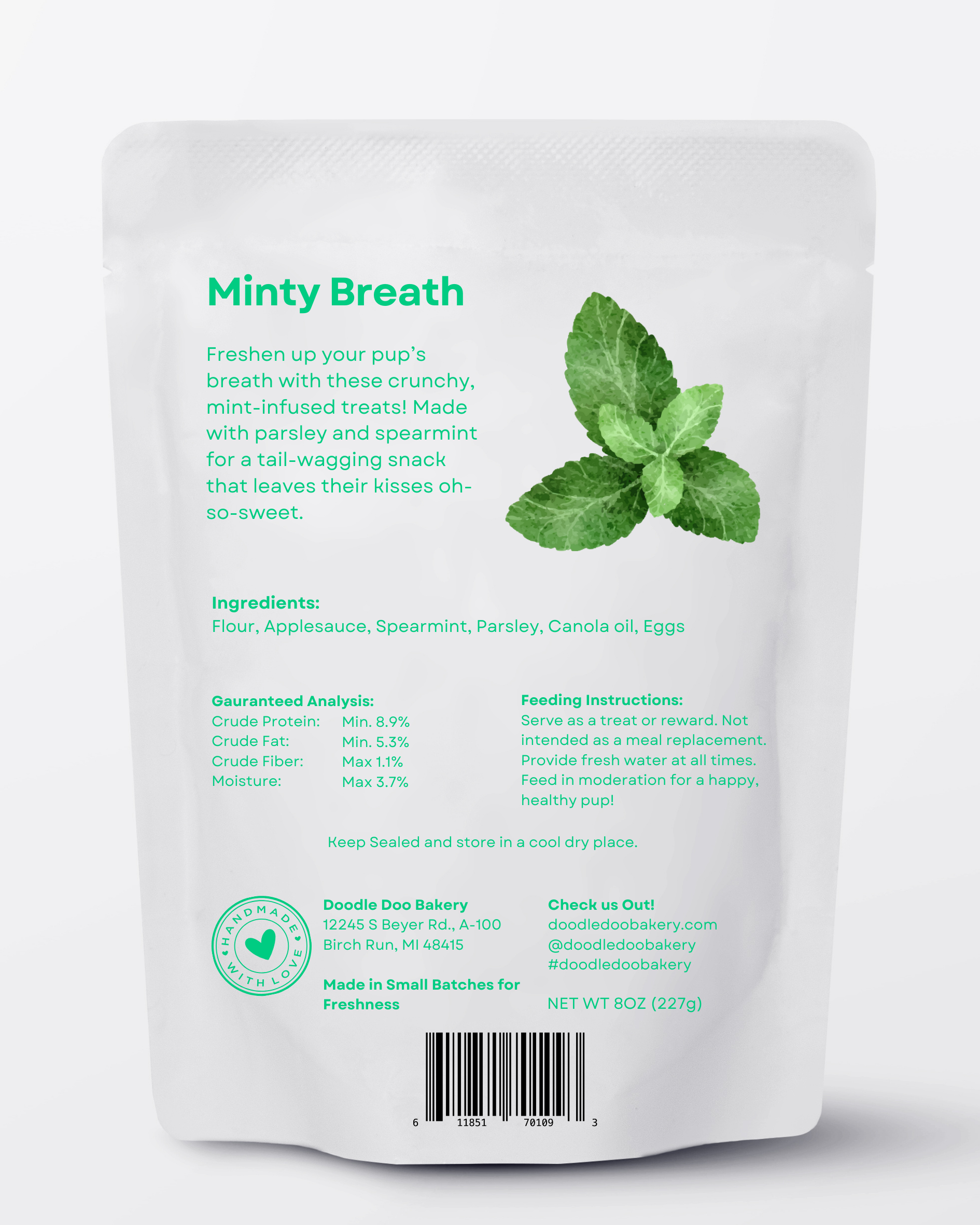Minty Breath Blend Dog Biscuits 1/2 lb.